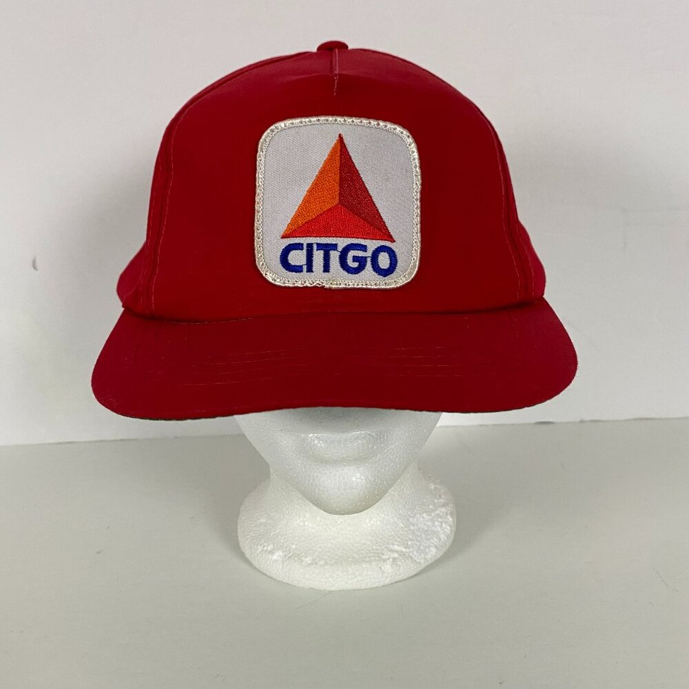 Vintage Citgo Patch Snapback Hat K-Products Gas Oil Petroleum Red